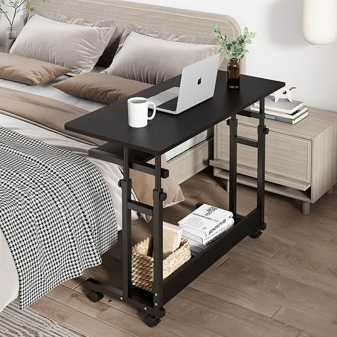Mobile Computer Desk with Wheels Height Adjustable Study Table Small Spaces
