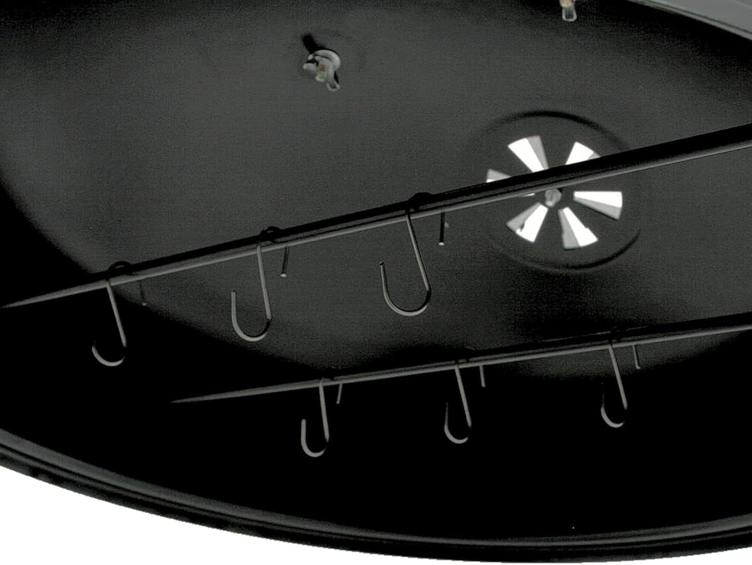 46cm Charcoal Smoker Barrel BBQ Grill with Thermometer & Hanging Hooks Outdoor