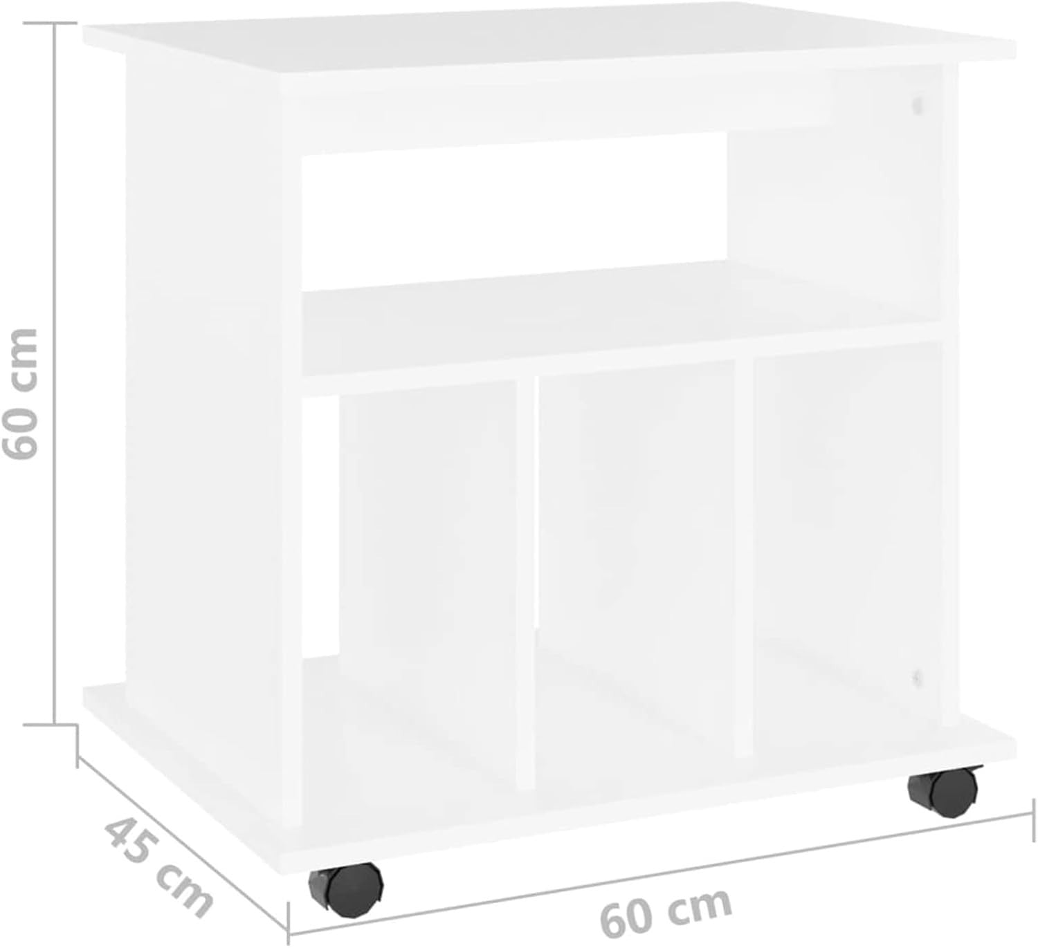 White Rolling File Cabinet Wooden Under Desk Printer Stand Storage