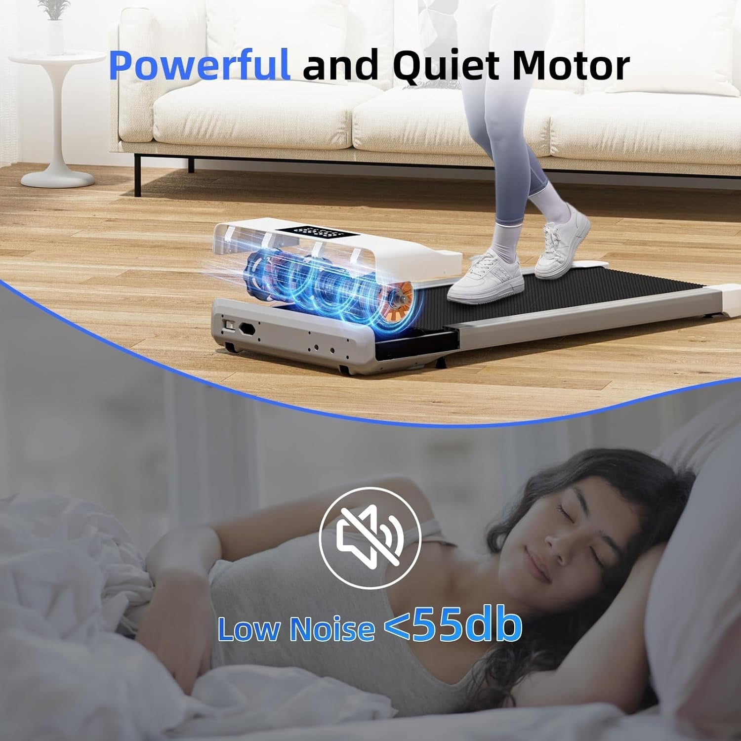 Under Desk Walking Pad Treadmill 6km/h Quiet App Control 136kg Home