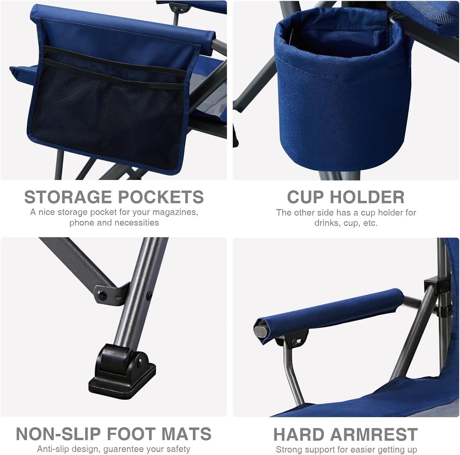 Heavy Duty Folding Camping Chair XL 230kg Portable Outdoor Seat Blue