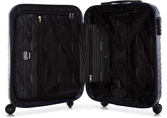 Cabin Suitcase Carry On 4 Wheel Spinner Lightweight Lock 34L Dark Blue
