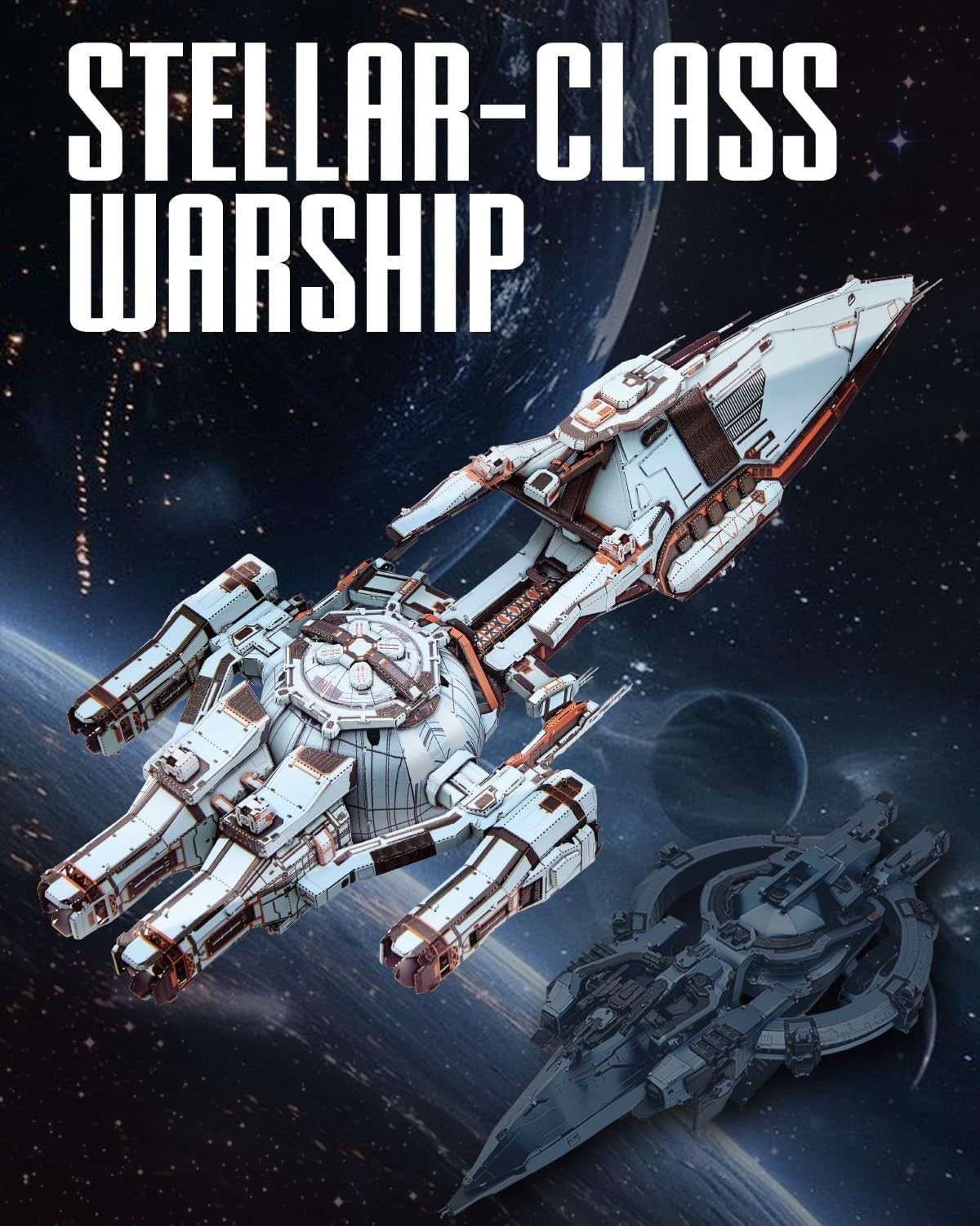 3D Metal Blue Space Starship Puzzle Kit 259PCS Sci-Fi DIY Model
