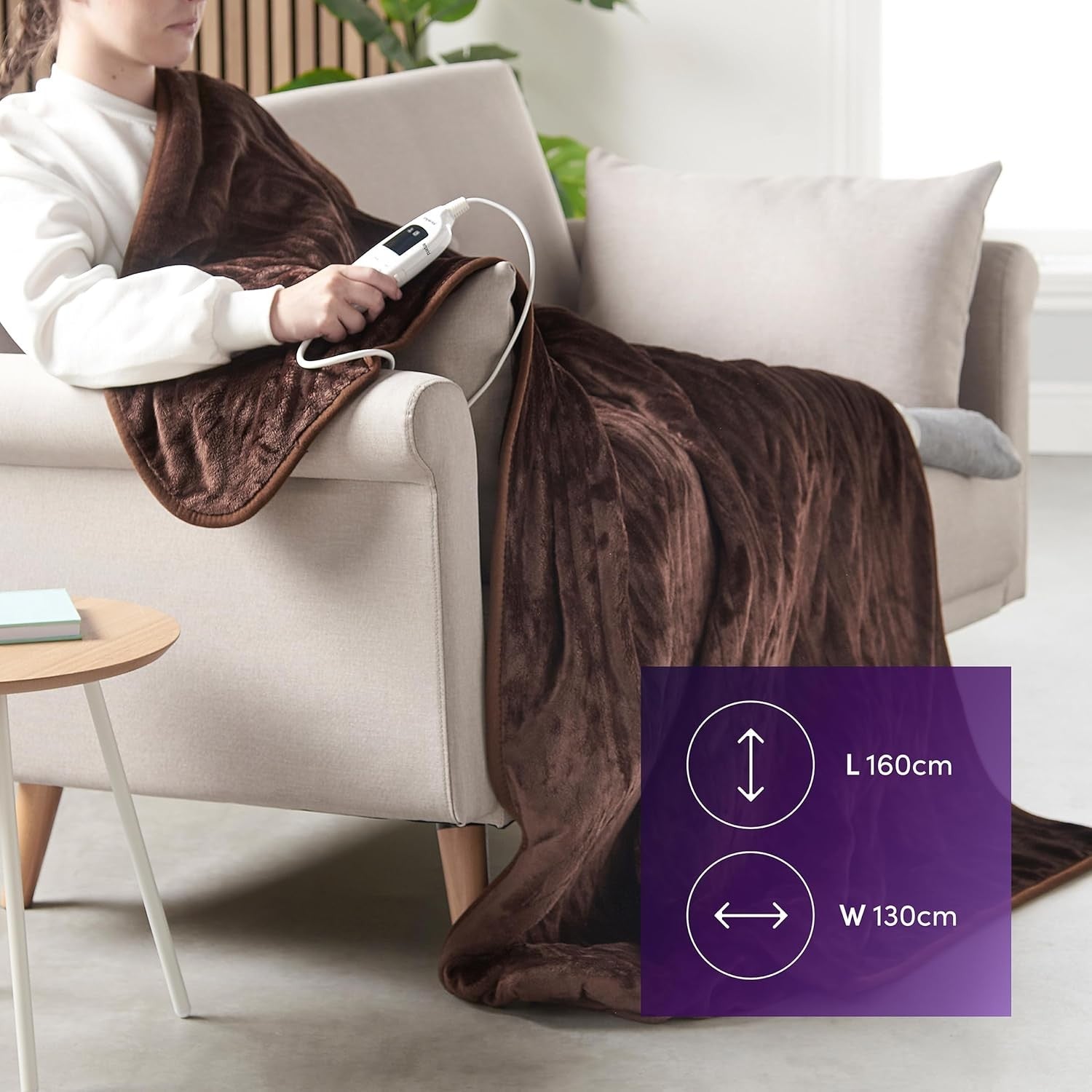 Electric Heated Throw Blanket 9 Heat Settings Digital Soft Fleece 160x130c