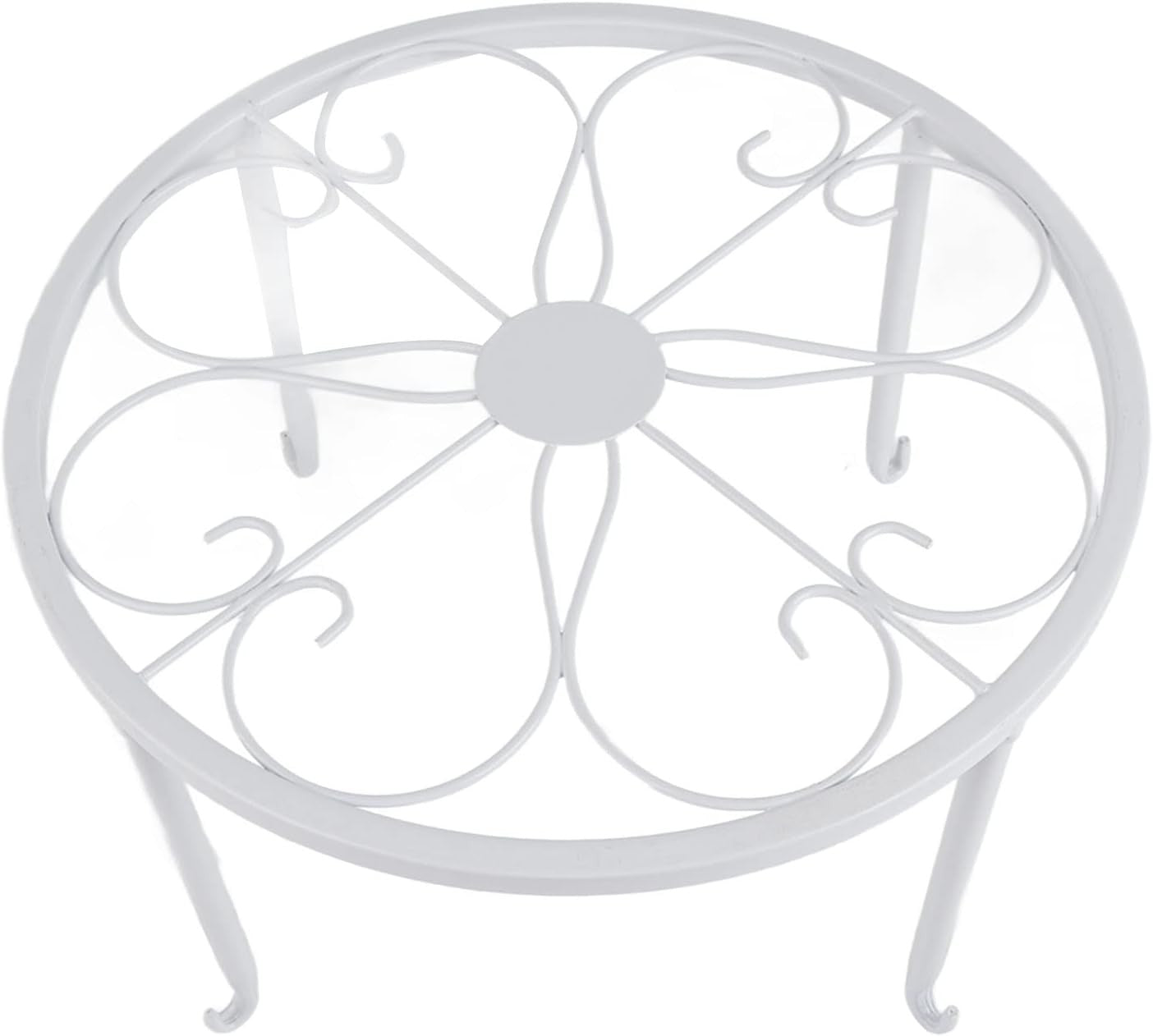 White Metal Plant Stand Round Iron Flower Pot Holder Indoor Outdoor Balcony