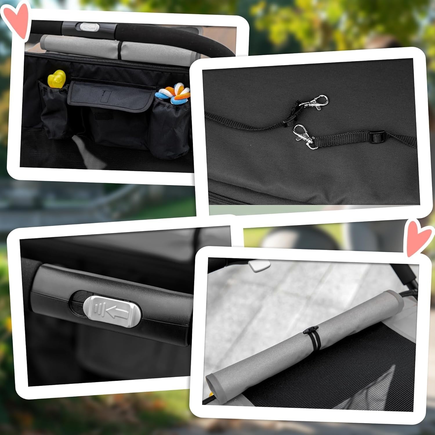 2‑in‑1 Twin Pram Foldable Double Pushchair Reversible Black