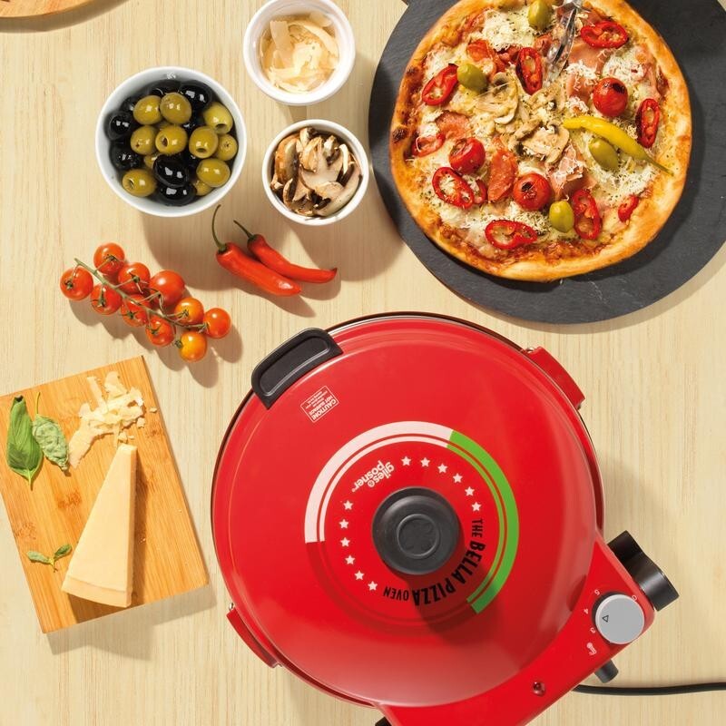 12" Pizza Oven 1200W Stone Bake Maker w/ Cutter & Paddles