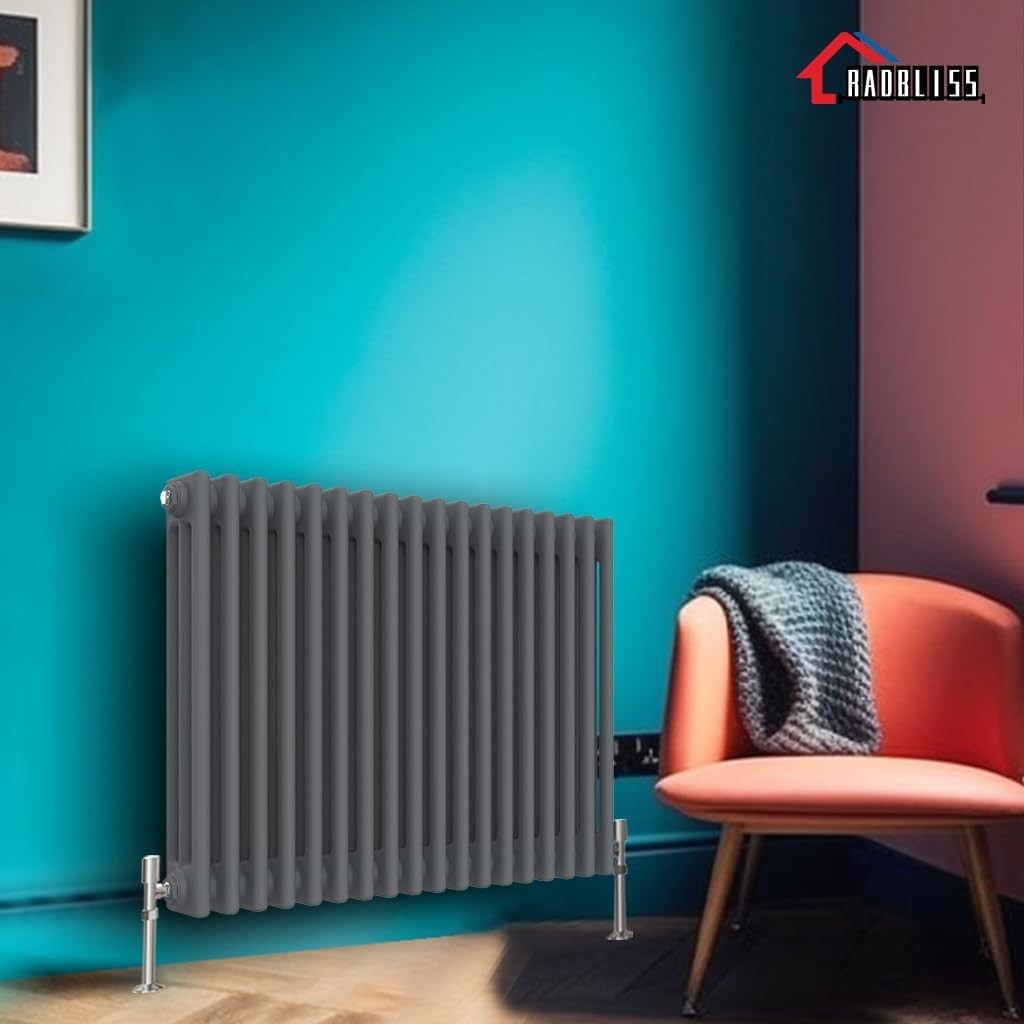 600x830mm Anthracite 3 Column Cast Iron Radiator Central Heating