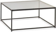 Square Coffee Table, Smoked Glass & Black 90x90x40cm