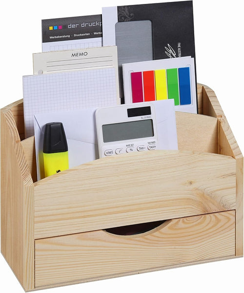 Wood Desk Organiser with Drawer & Removable Divider – Office Storage