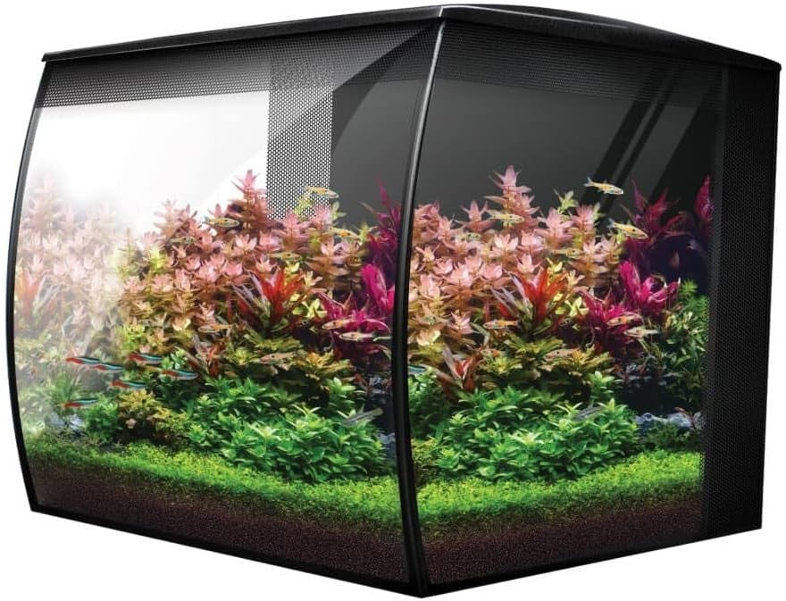 34L Modern Glass Fish Tank with LED Light & Filter Aquarium Kit