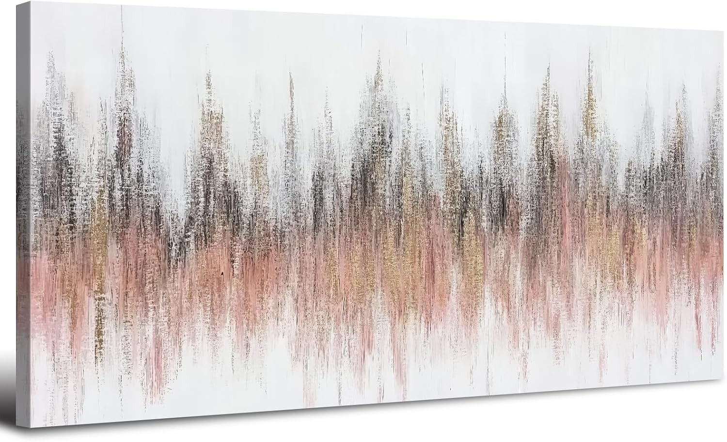 Large Pink Abstract Canvas Wall Art Watercolor Boho Decor 20x40