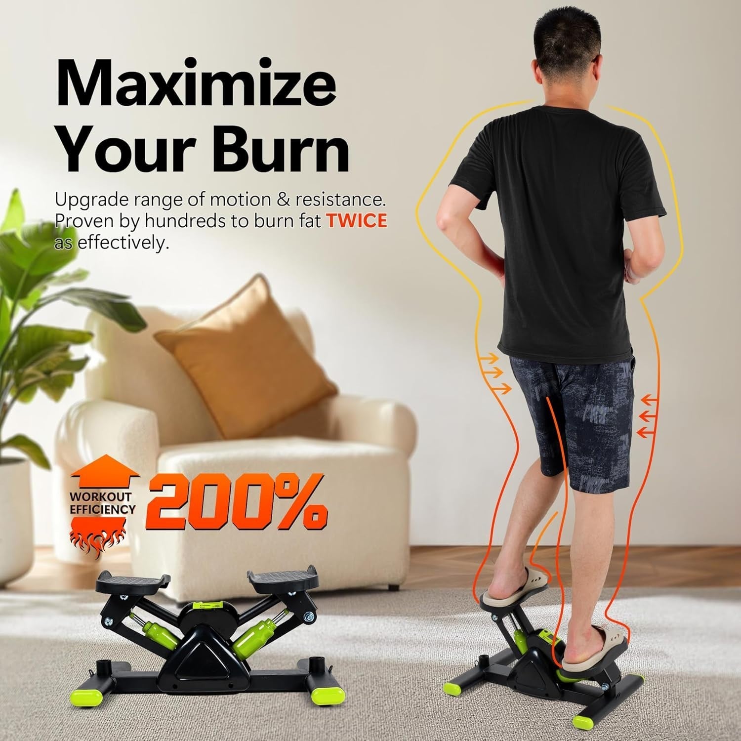 Mini Twist Stepper w/ LCD Monitor, Hydraulic System & Resistance Bands