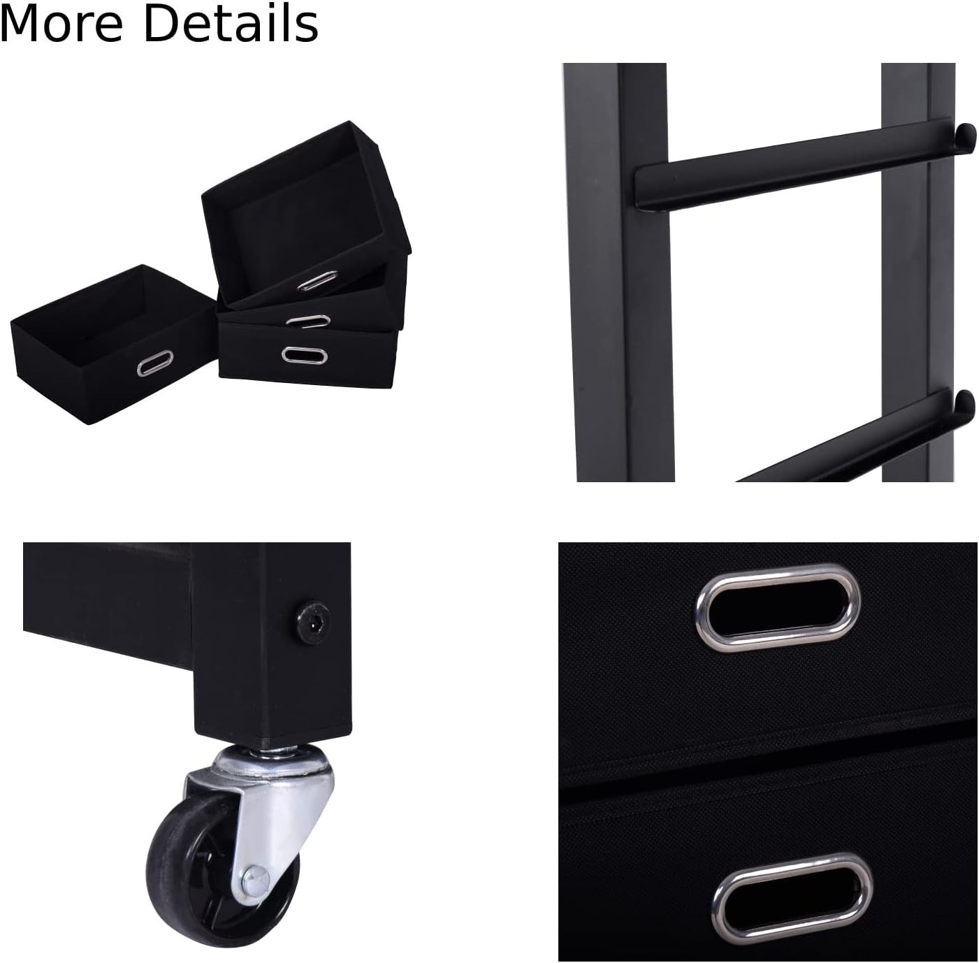 Black Rolling File Cabinet 4 Drawer Under Desk Printer Stand Storage