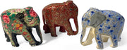 Set of 3 Paper Mache Elephant Ornaments | Colourful Wildlife Decor | Handmade