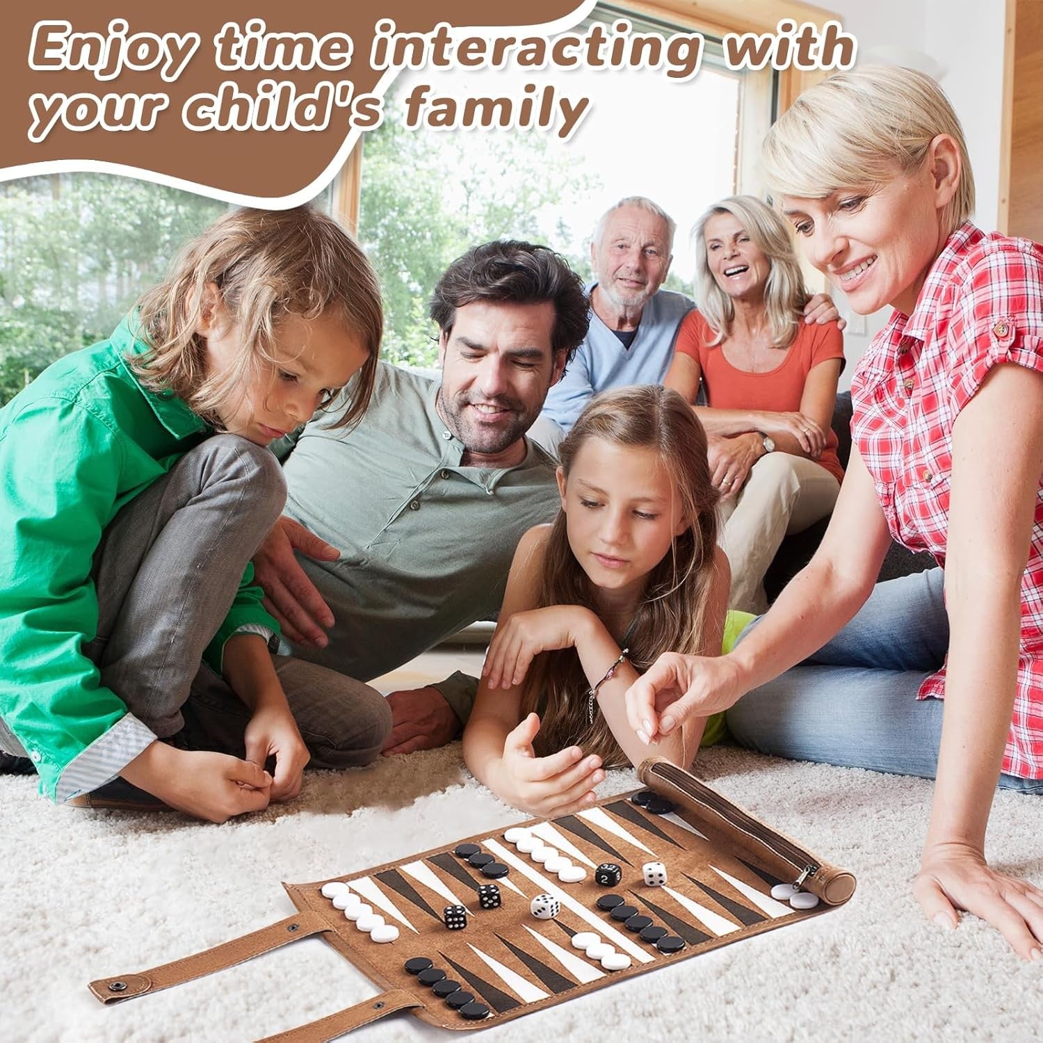 Roll Up Backgammon Set Portable Travel Board PU Leather Classic Strategy