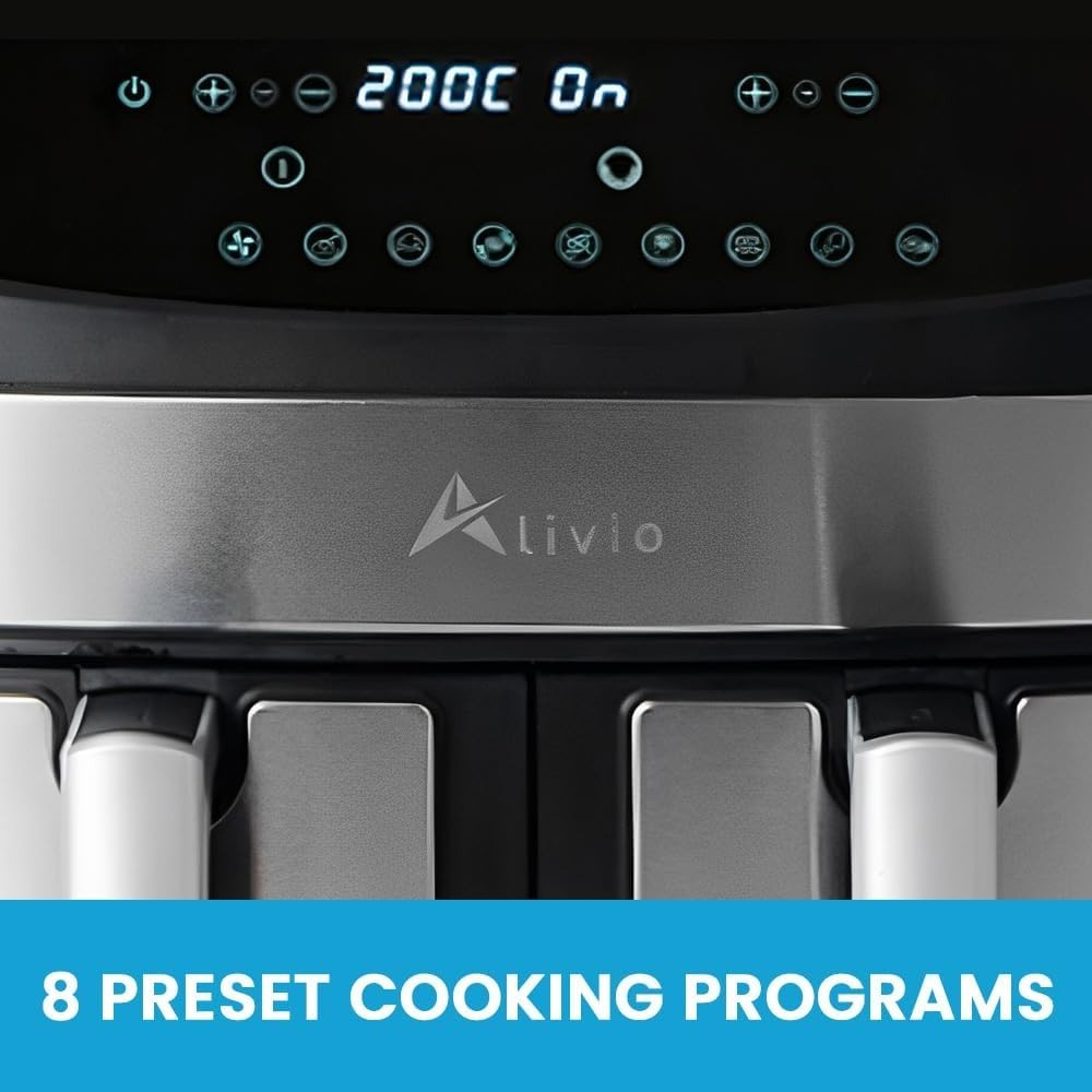 9L Dual Basket Air Fryer | 8 Presets, Dual Power Zones, Touchscreen, Low-Oil, 17