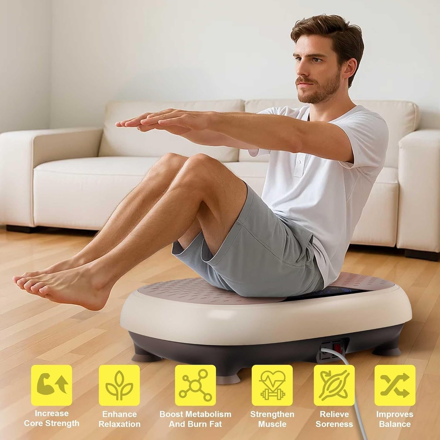 Vibration Plate Exercise Machine 3 Modes 20 Speeds Remote 330lb