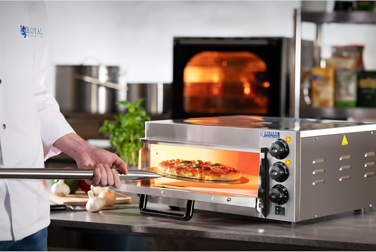 Electric Pizza Oven 2000W Fireclay Stone Large 40cm Surface Timer 120min