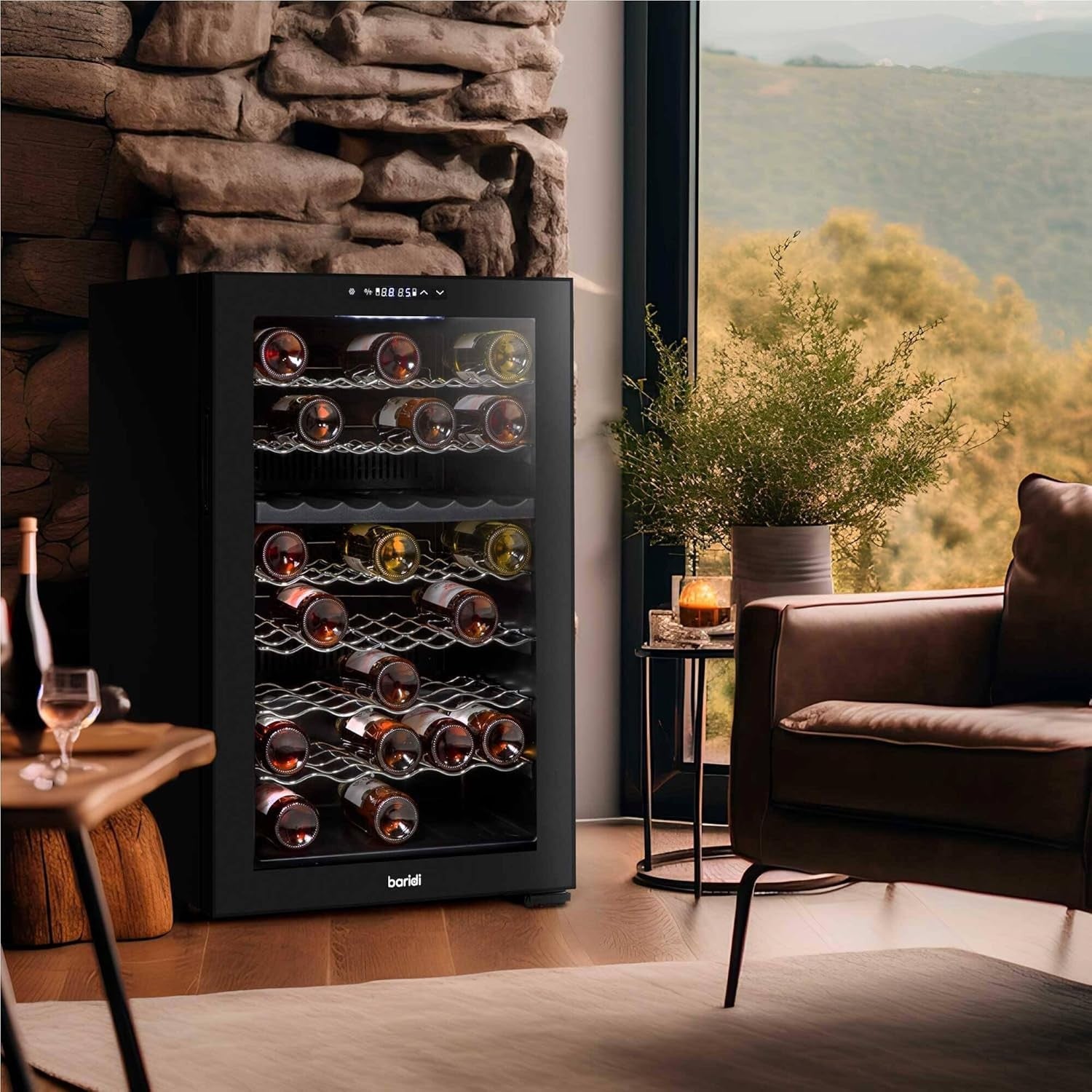 52 Bottle Dual Zone Wine Cooler Fridge Touch Screen LED Glass Door Black