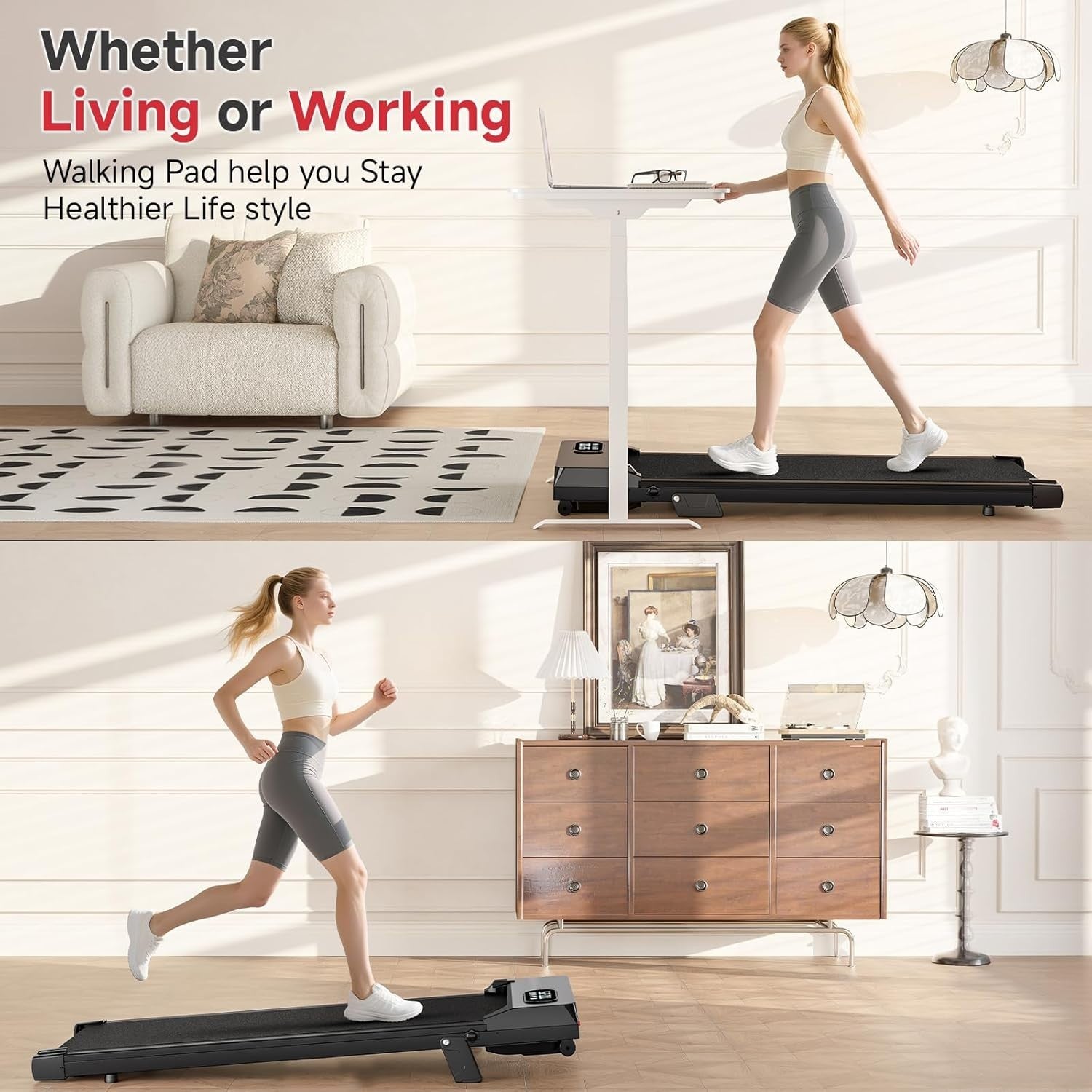 Portable Under Desk Treadmill Incline Walking Pad 8km/h Slim Home Gym