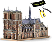 3D Metal Puzzle Notre Dame Paris Model Kit, Stainless Steel, 382 pcs, 15”