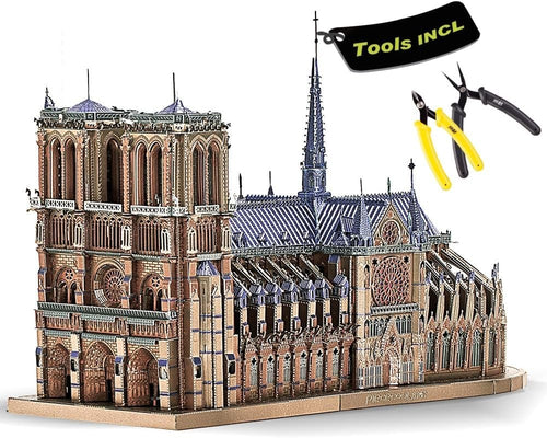 3D Metal Puzzle Notre Dame Paris Model Kit, Stainless Steel, 382 pcs, 15”