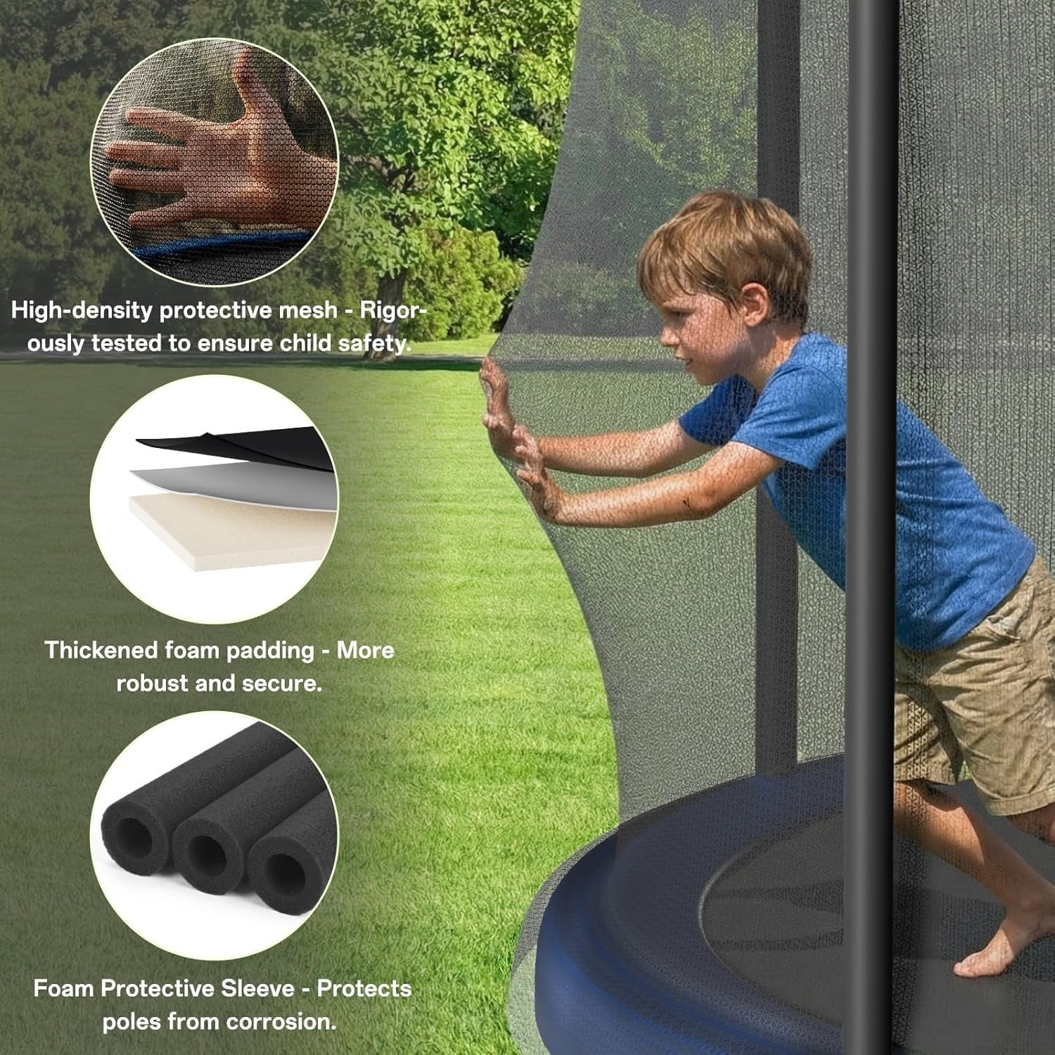 6FT Outdoor Garden Trampoline Safety Enclosure Net Kids Adults Blue