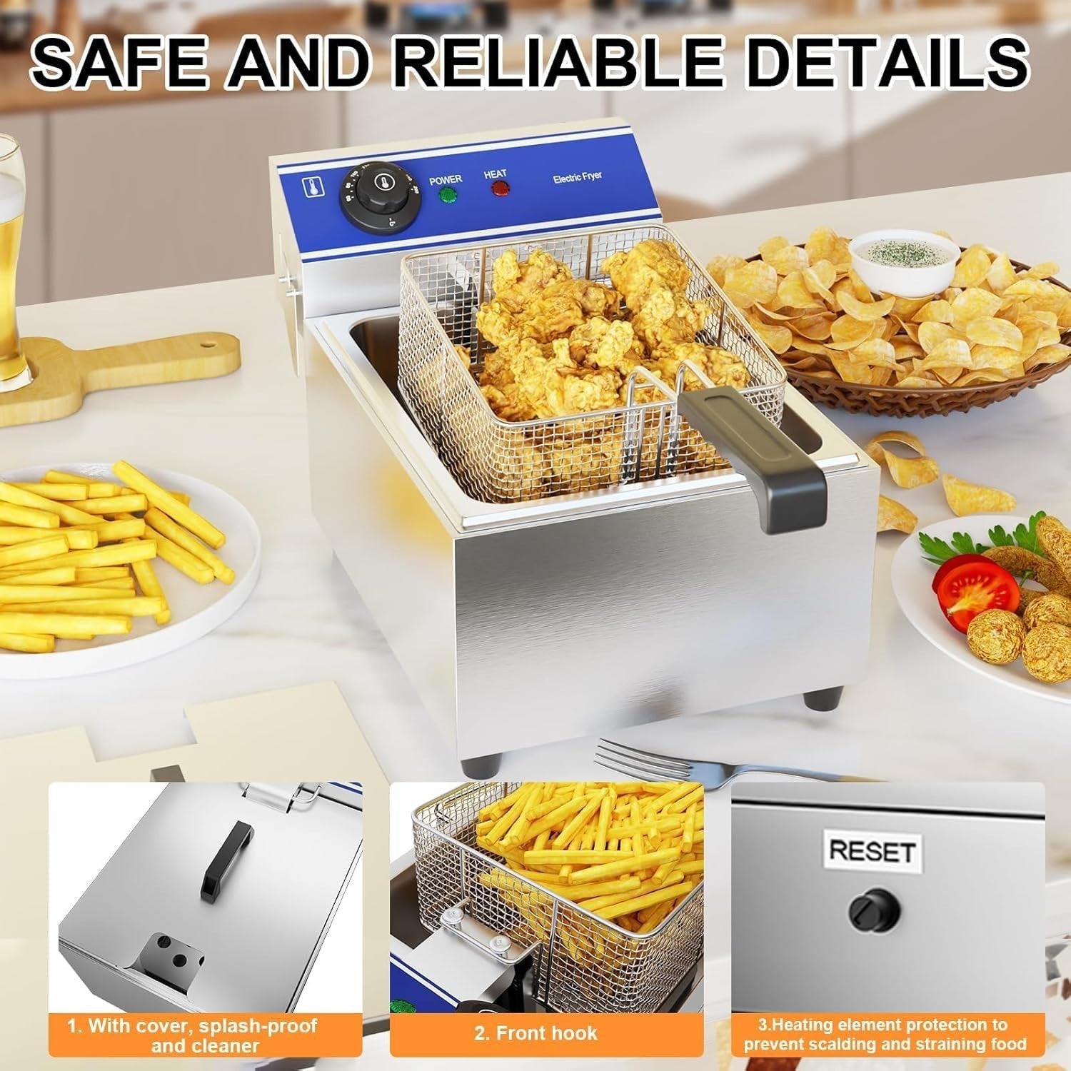 6L Commercial Deep Fat Fryer Stainless Steel Single Tank Countertop