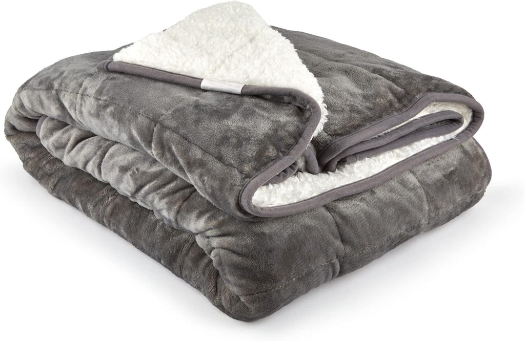 4.1kg Weighted Sherpa Blanket Grey 50x60" (127x152cm) Soft and Cozy