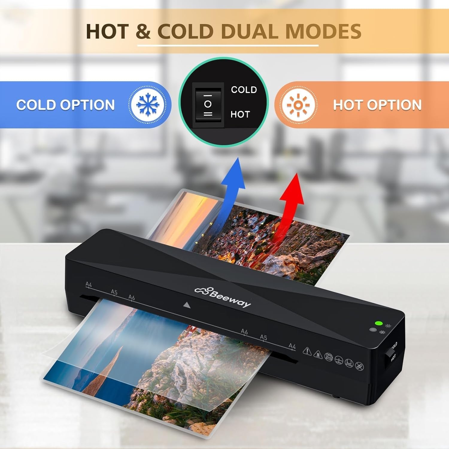 A4 Laminator Hot Cold Machine Fast Warm Up High Speed Jam Release + Pouches