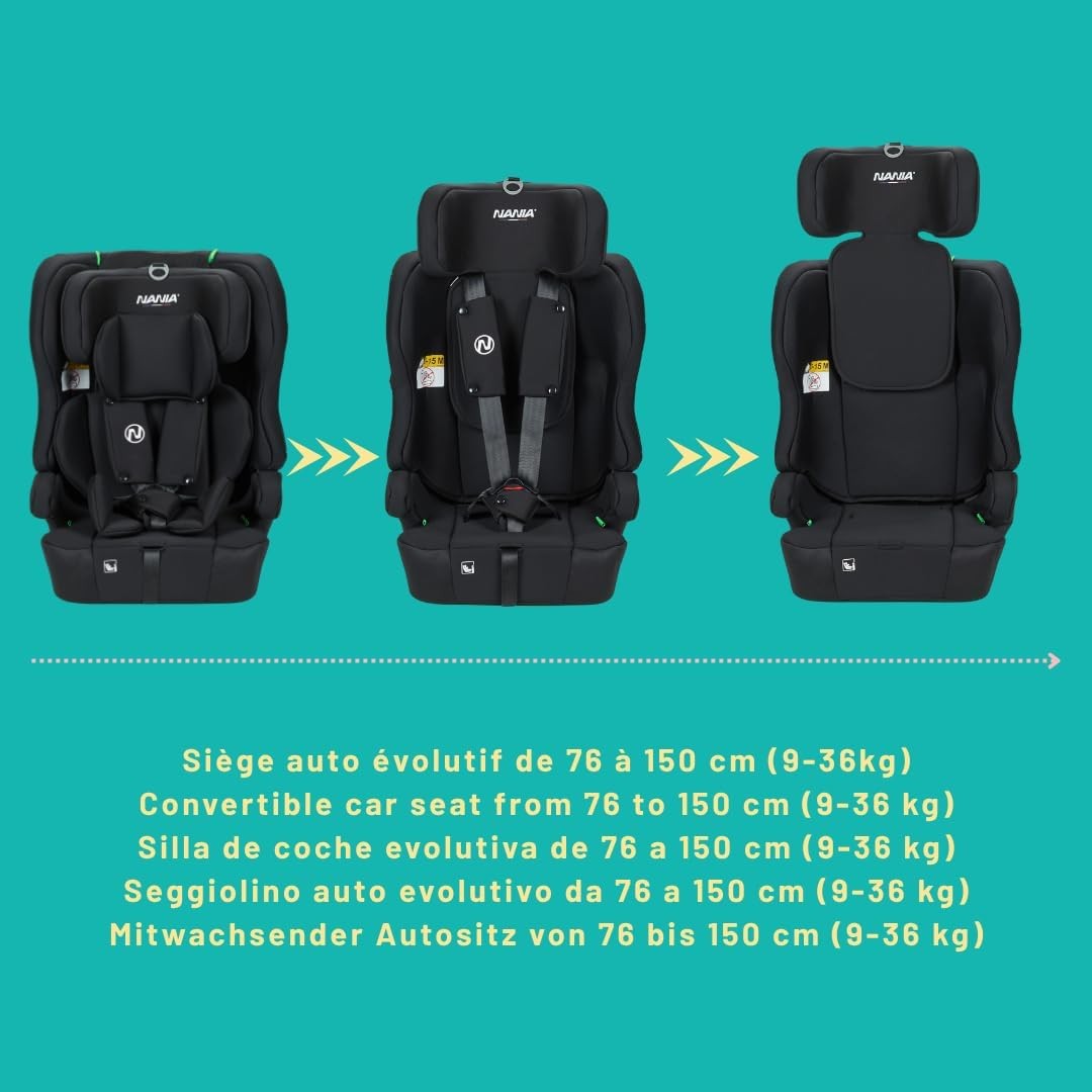ISOFIX Child Car Seat i-Size Group 1/2/3 76–150cm 5-Point Harness