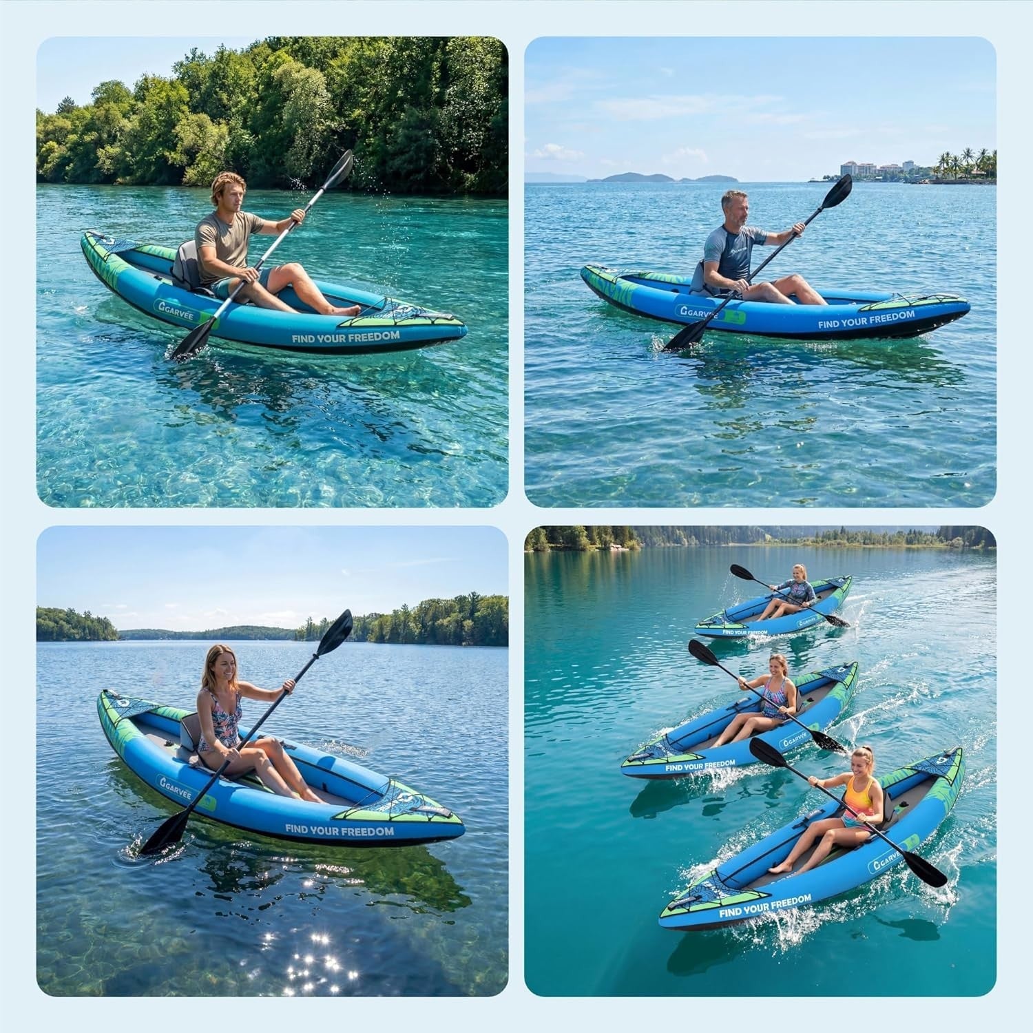 2 Person Inflatable Fishing Kayak Set w/ Seats Pump Paddles Bag