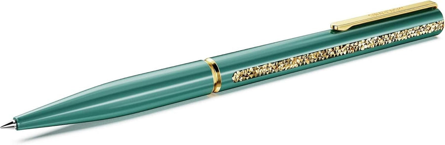 Green Crystal Ballpoint Pen Blue & Black Ink Twist Gift Pouch