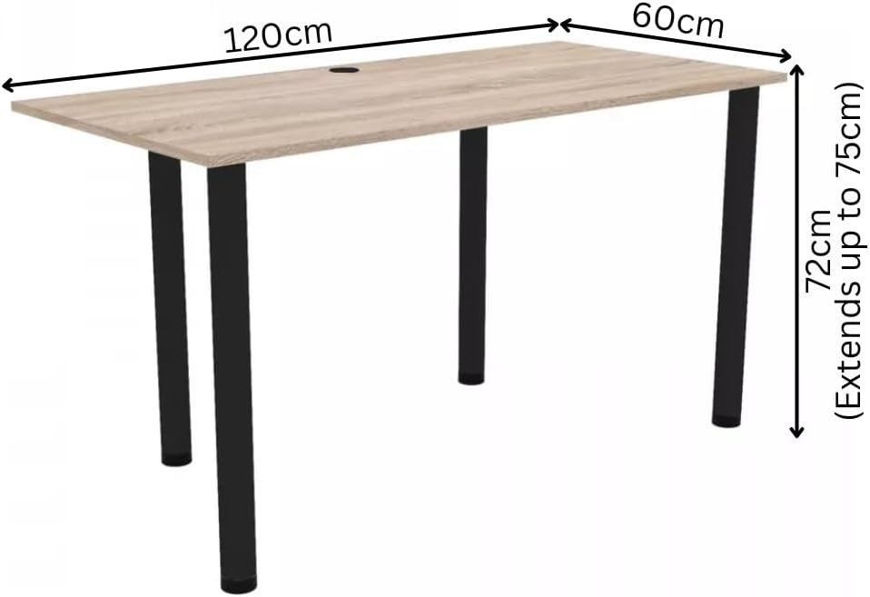 Modern Adjustable Real Wood Desk w/Metal Legs 120x60cm