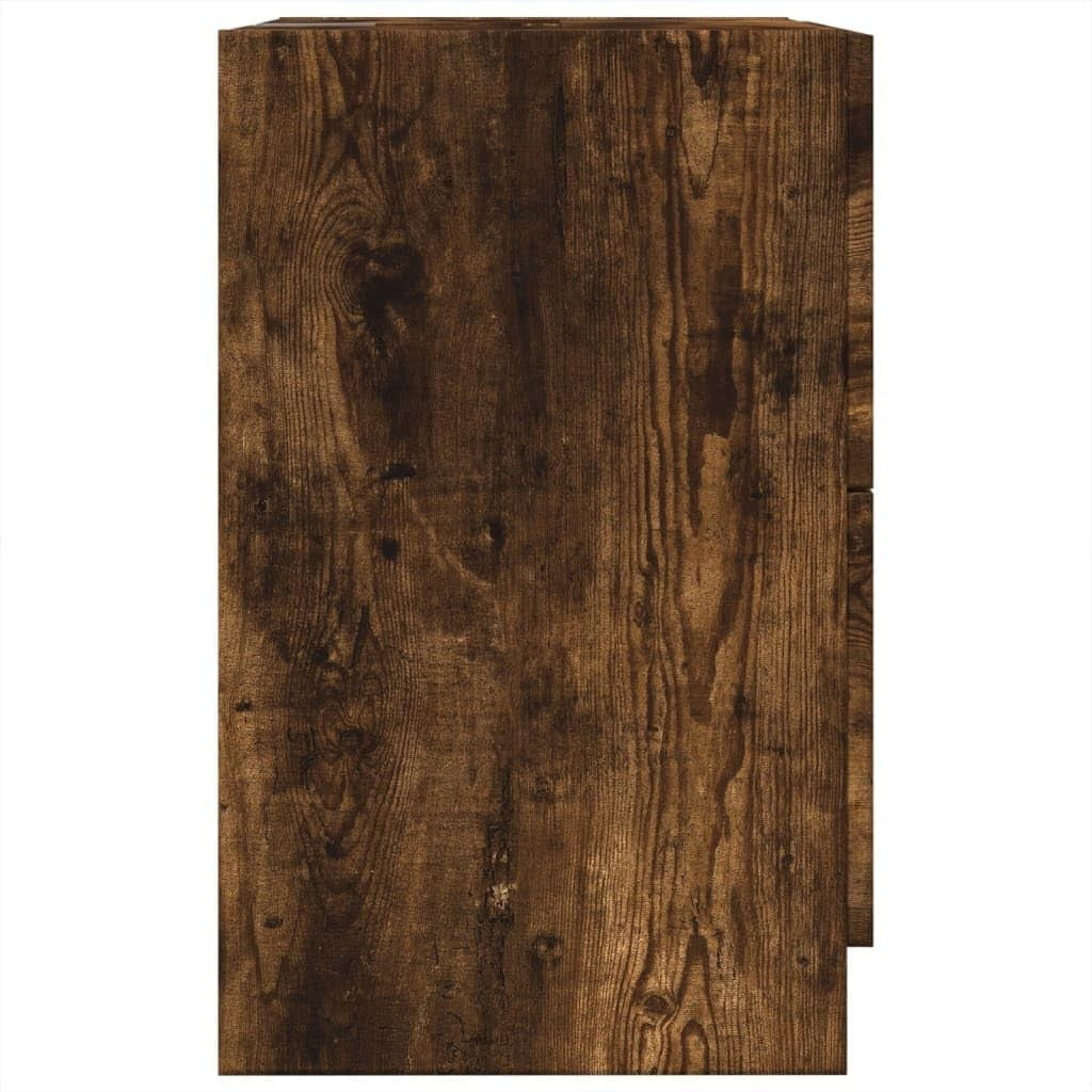 Smoked Oak Bathroom Sink Cabinet 40x37x59cm Modern Under Sink Storage Unit