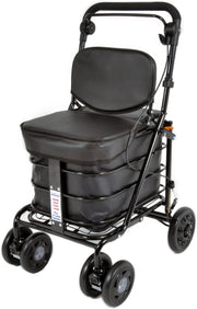 6 Wheel Shopping Trolley With Seat Backrest Walking Frame Ready To Use