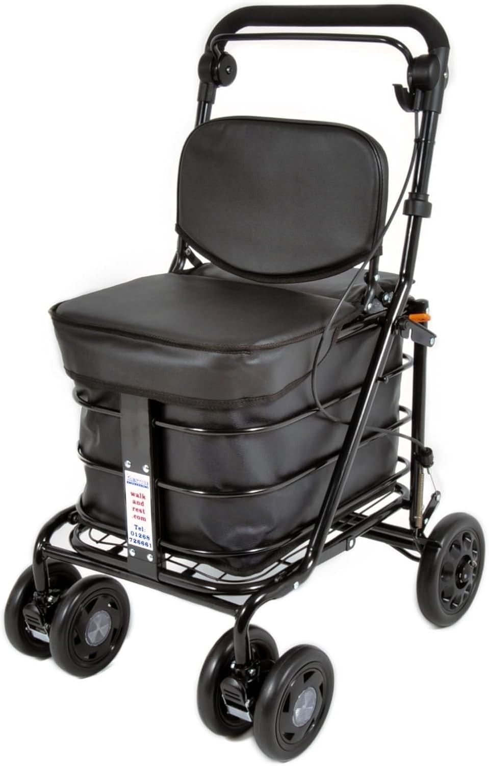 6 Wheel Shopping Trolley With Seat Backrest Walking Frame Ready To Use