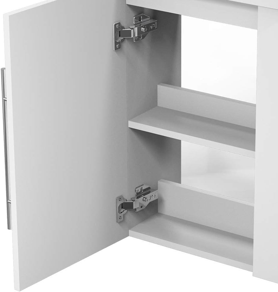 Cloakroom Wall Hung Vanity Unit with Basin White Compact Sink Storage Cabinet