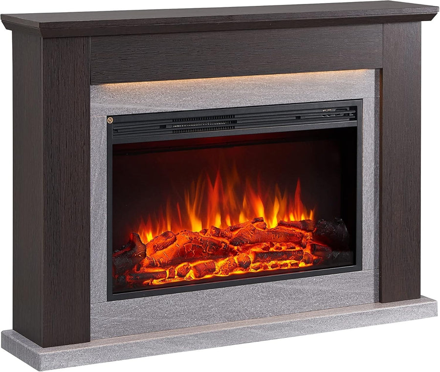 🔥 48" Electric Wall Fireplace Suite 2kW LED Heater Espresso Oak Remote