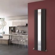 1800x499mm Anthracite Vertical Oval Column Radiator with Mirror