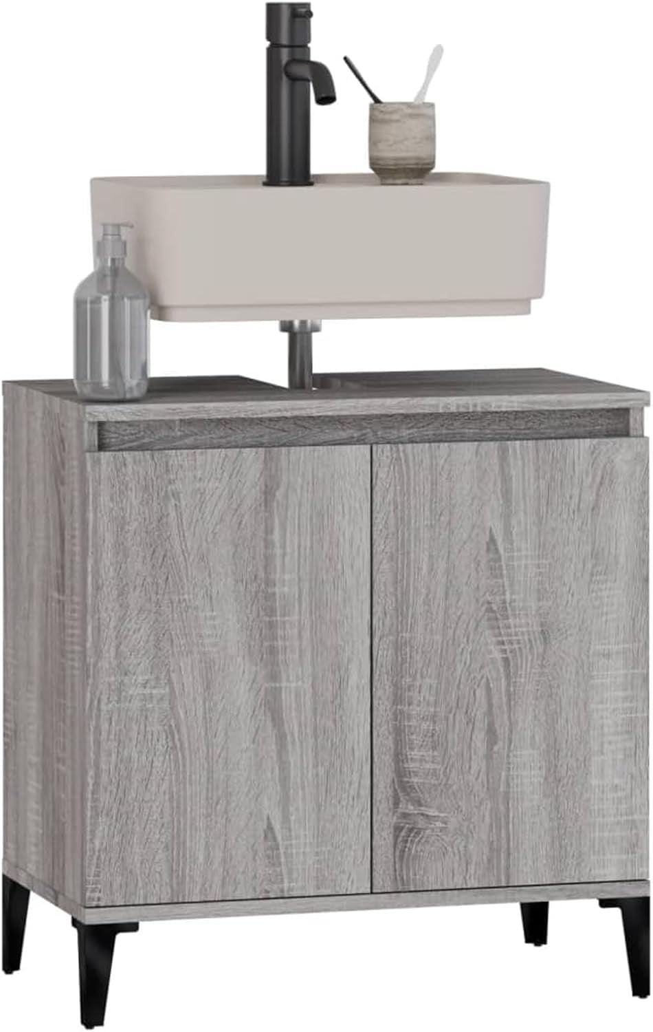 Grey Sonoma Bathroom Sink Cabinet | Modern Under Sink Storage 58x33x60cm