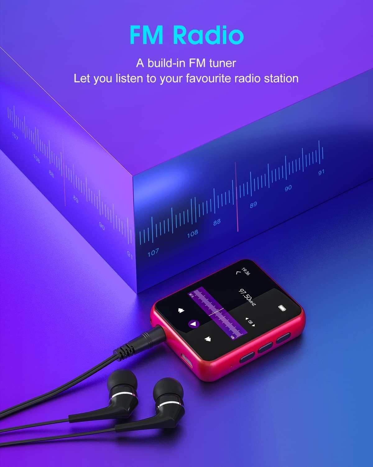 32GB MP3 Player Bluetooth 5.0 Touchscreen FM Radio Speaker