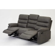 3 Seater Manual Recliner Sofa Grey Air Leather Lounge Couch Padded Chair