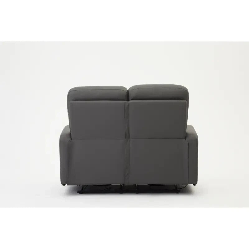 2 Seater Grey Electric Recliner Sofa Faux Leather Compact Lounge Chair