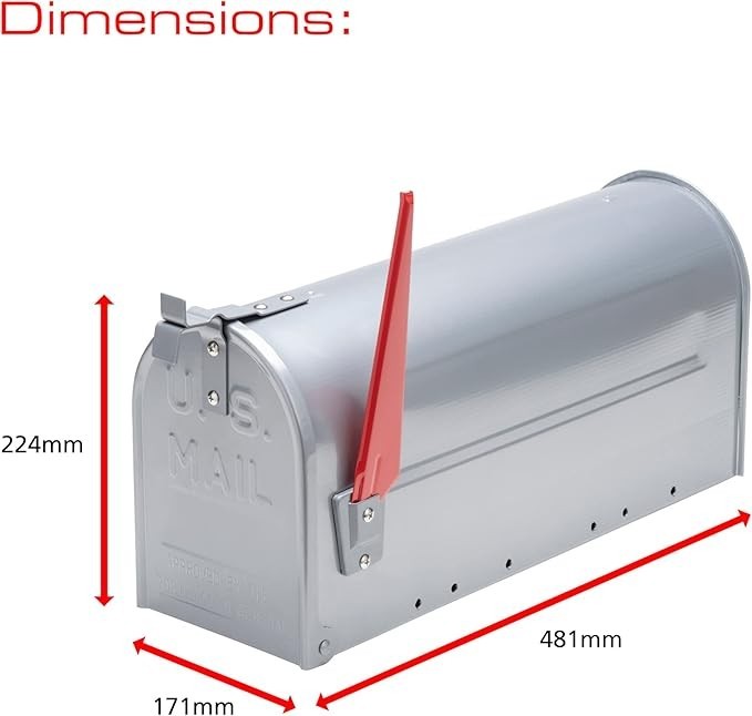 Lockable Silver Aluminium Mailbox Rustproof Outdoor Post Box Easy Access Design