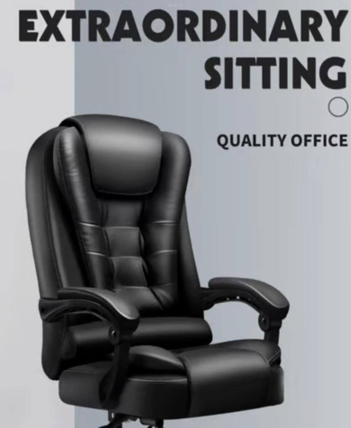 Reclining Executive Office Chair with Footrest Faux Leather Black