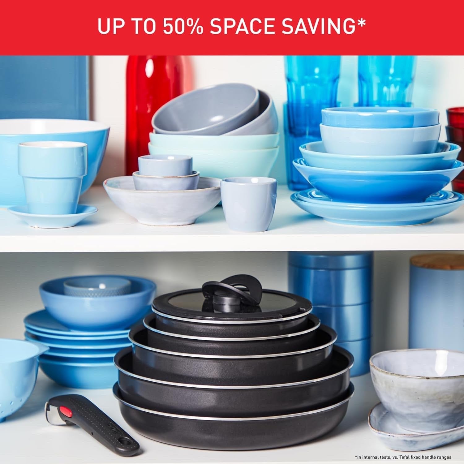 10pcs Non Stick Pots & Pans Cookware Set Stackable Easy Clean Removable Handle