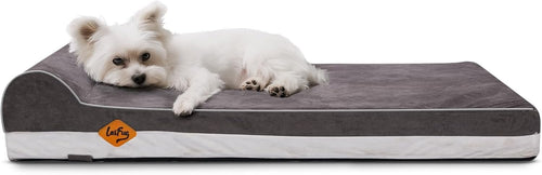 Orthopedic Memory Foam Dog Bed 34x22x6in Washable Grey