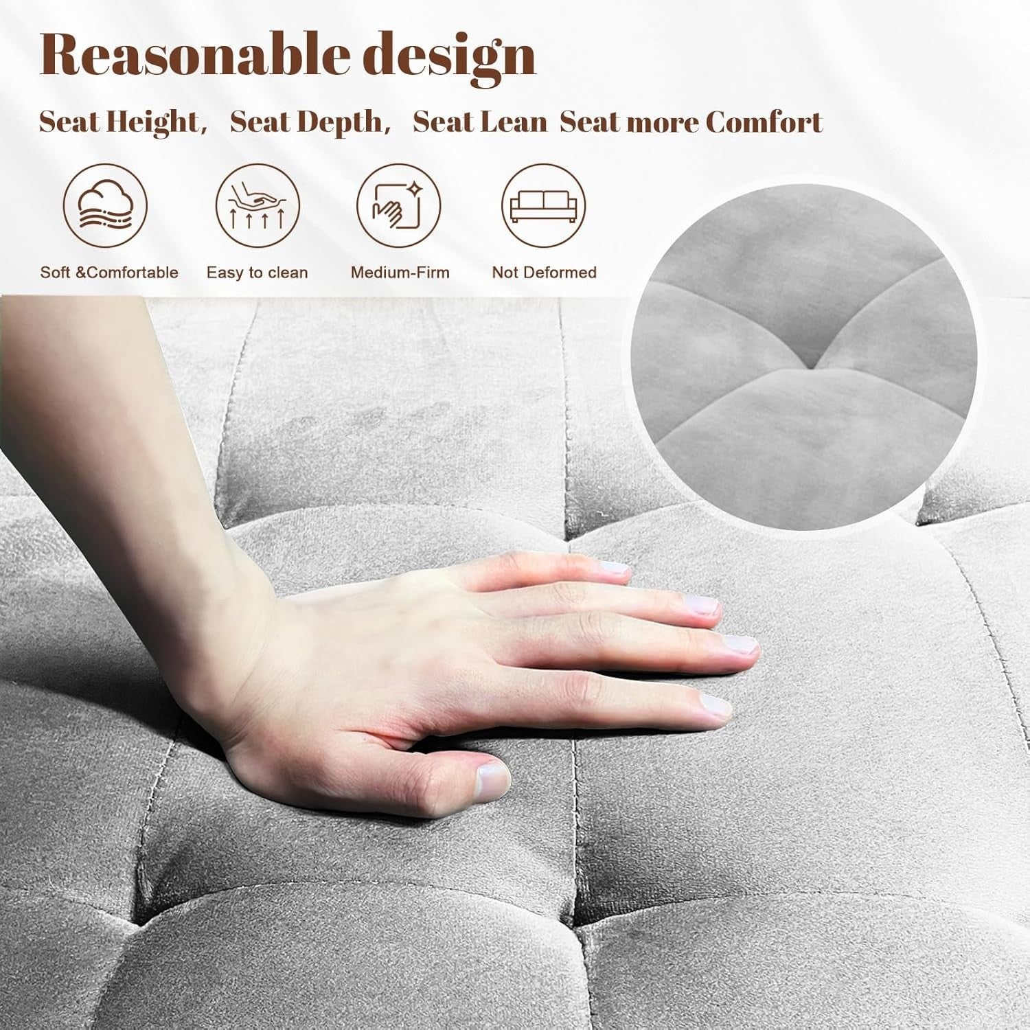 2 Seater Sofa Bed Light Grey| Comfy Small Couch for Lounge, Flat, Bedroom